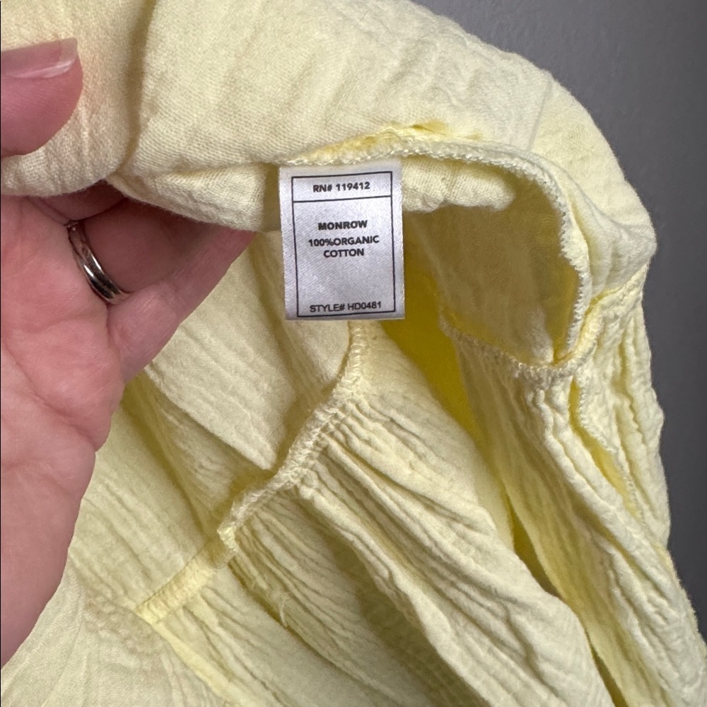 Monrow Organic Cotton Gauze Sleeveless Easy Dress in Lemon Size Large - Picture 5 of 8